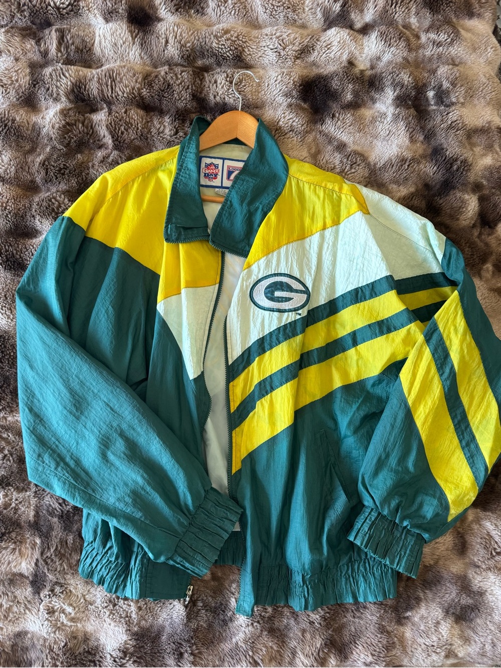 Green Bay Packers Vintage Windbreaker Jacket - Green & Yellow